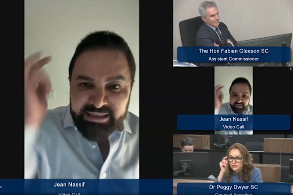 Jean Nassif launched into an angry rant during his ICAC appearance from Beirut.