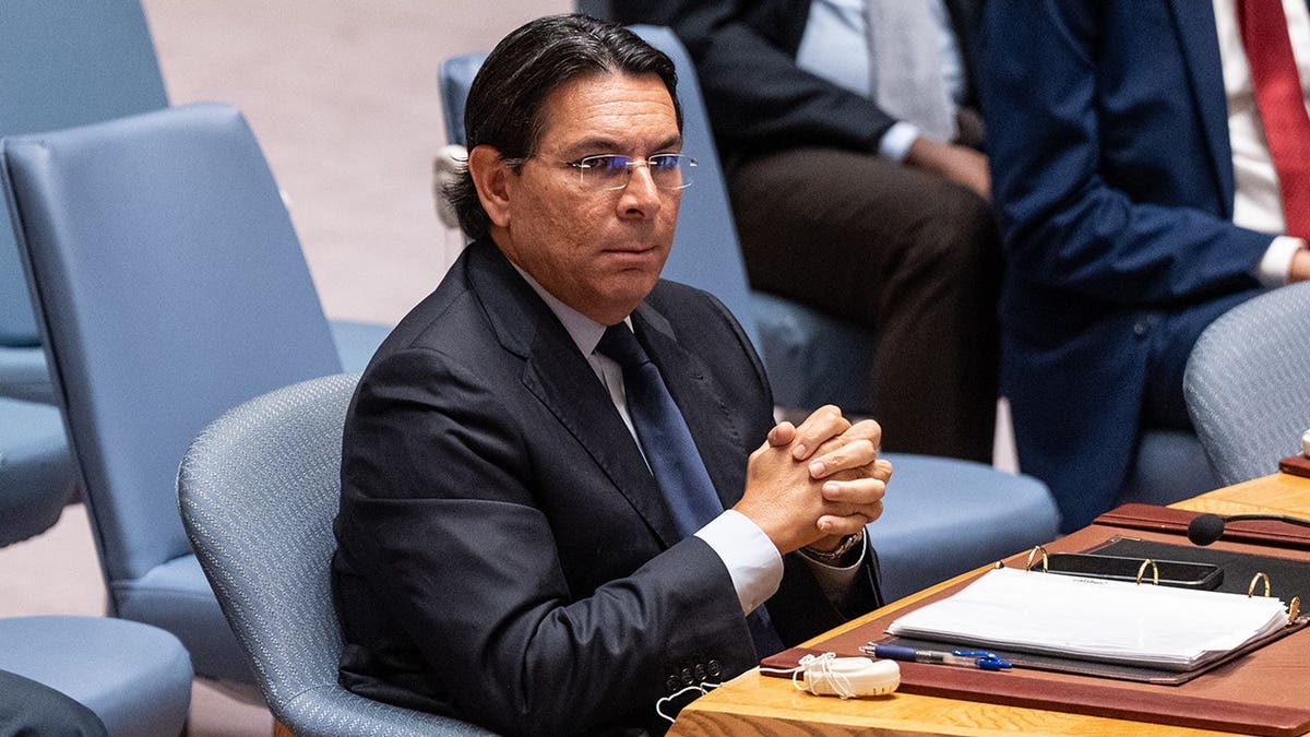 Ambassador Danny Danon sits at a Security Council meeting in New York.
