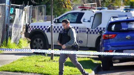 Police at the scene of the Heidelberg West shooting on Wednesday.