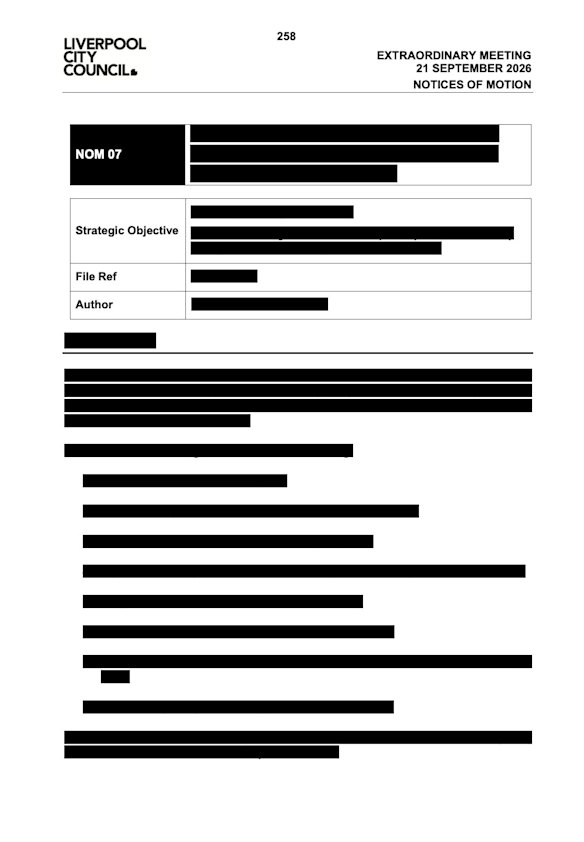 The redacted meeting agenda.