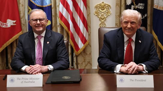 Anthony Albanese and Donald Trump in Washington.