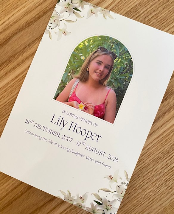 Lily Hooper’s funeral order of service.