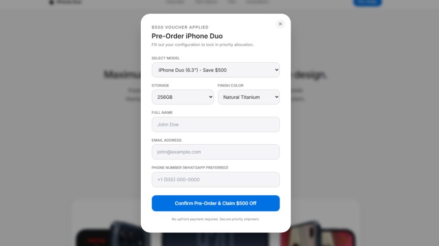 Image of DarkSword iPhone Duo preorder scam