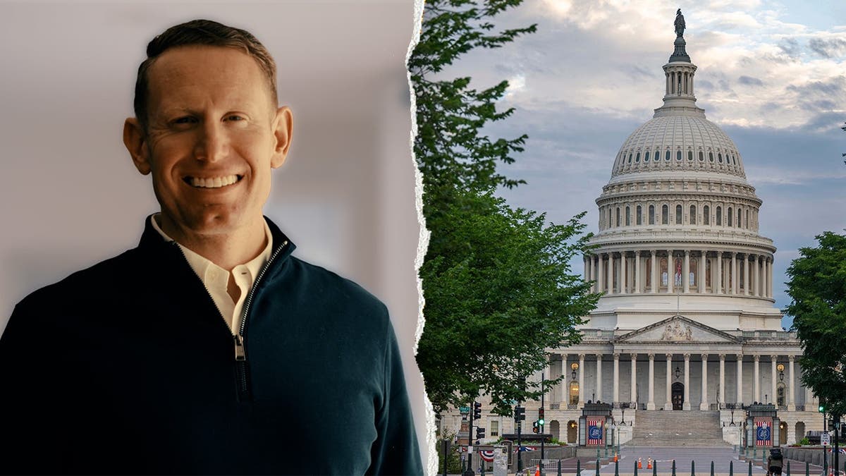 Micah Jones, left, pictured alongside the U.S. Capitol Building, right